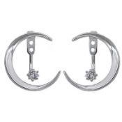 RRP £9.21 Moon Earrings 925 Sterling Silver Needle Earrings for