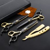RRP £45.65 Professional Black Gold Hairdressing Scissors Stainless