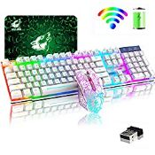 RRP £30.81 Wireless Gaming Keyboard and Mouse Rainbow Backlit