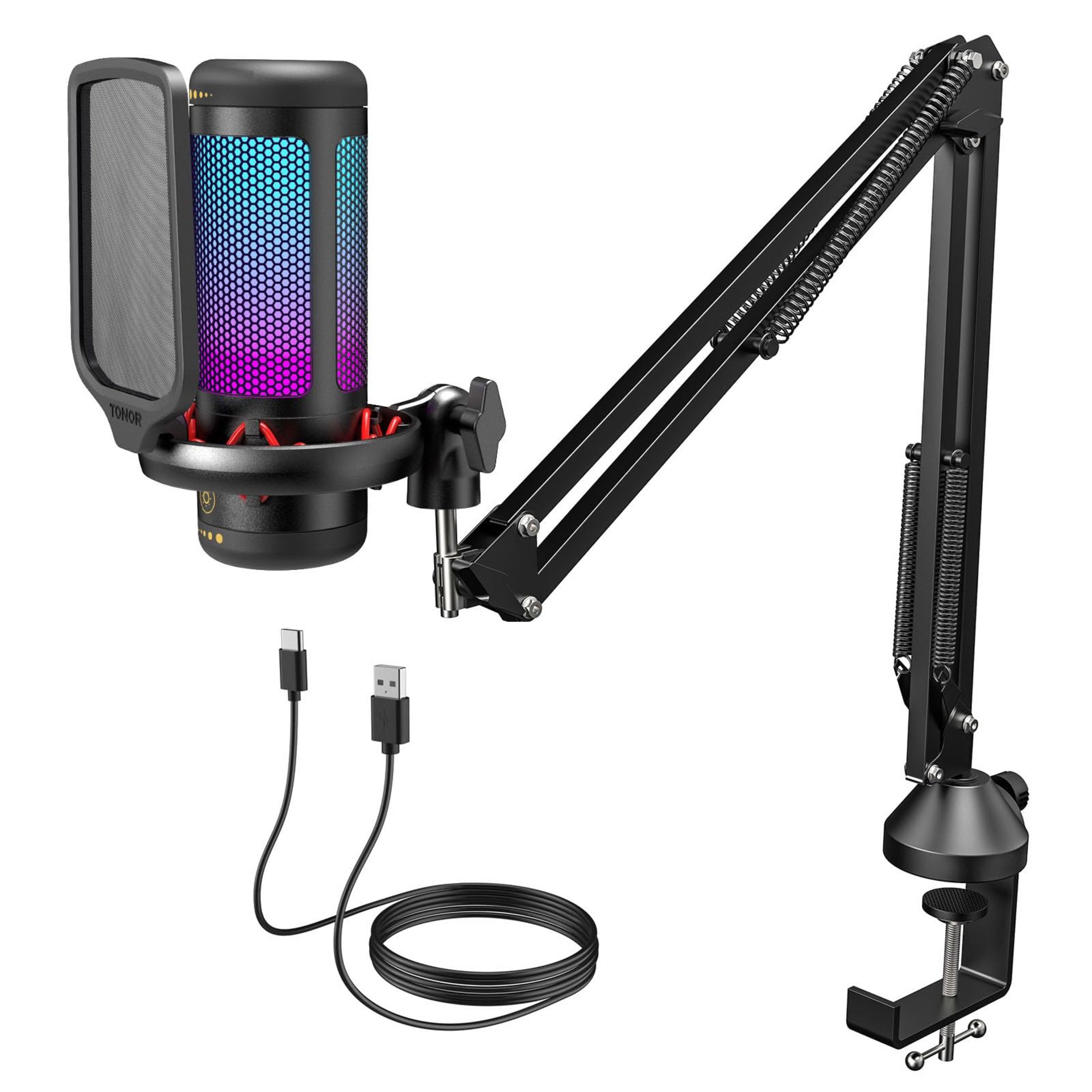 RRP £51.36 TONOR Gaming USB Microphone with Adjustable RGB Modes & Brightness
