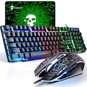 RRP £31.13 UK Layout Gaming Keyboard and Mouse Sets Rainbow Backlit