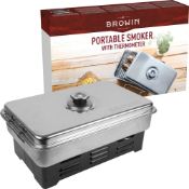 RRP £51.32 BROWIN Stainless Steel Table Smoker Set with Thermometer