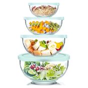 RRP £43.37 Luvan High Borosilicate Clear Glass Mixing Bowls with Lids Set of 4 (0.5L