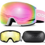 RRP £46.58 Odoland OTG Ski Goggles Set with Detachable Lens