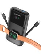RRP £35.40 NEWDERY 10000mAh Magnetic Power Bank for Apple Watch Charger Built-in Cables