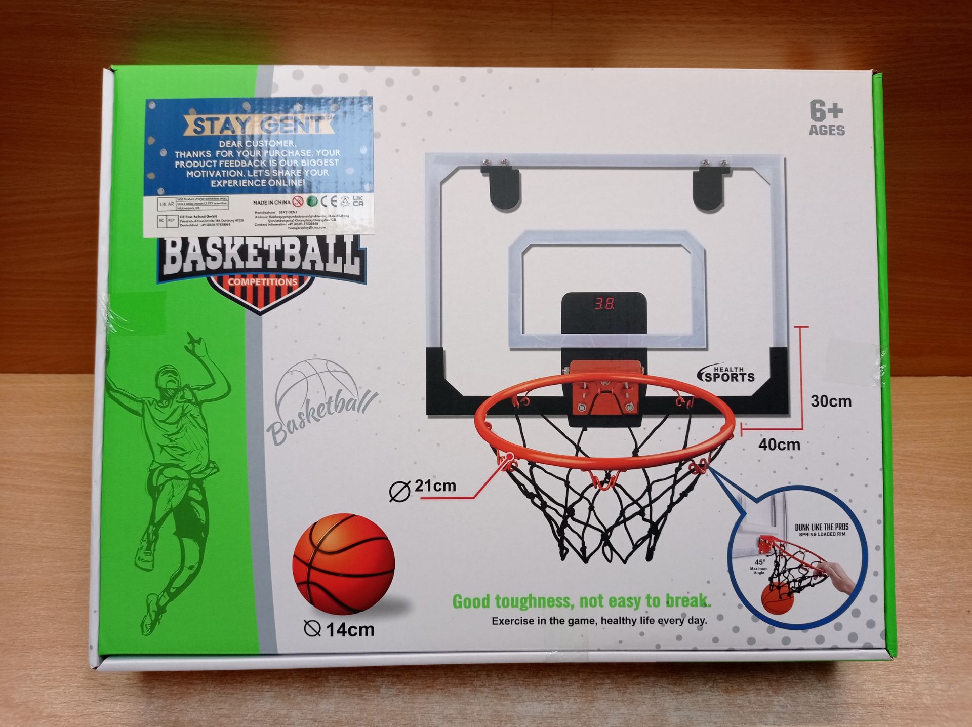 RRP £39.39 STAY GENT Mini Basketball Hoop for Kids with Electronic Score Record - Image 2 of 2