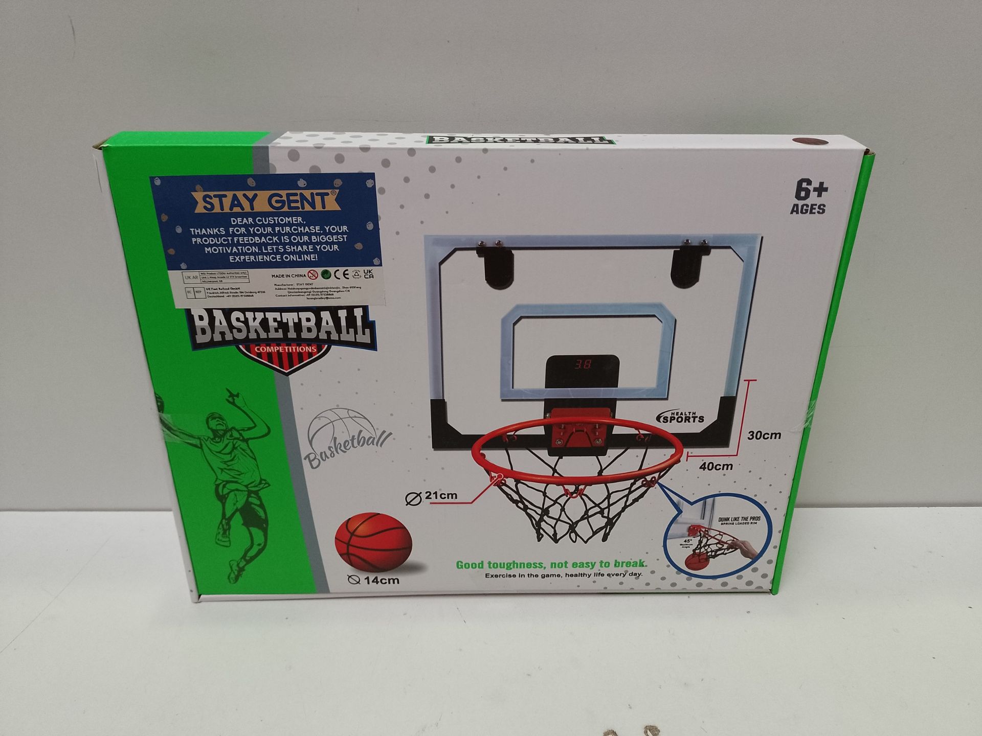 RRP £39.39 STAY GENT Mini Basketball Hoop for Kids with Electronic Score Record - Image 2 of 2