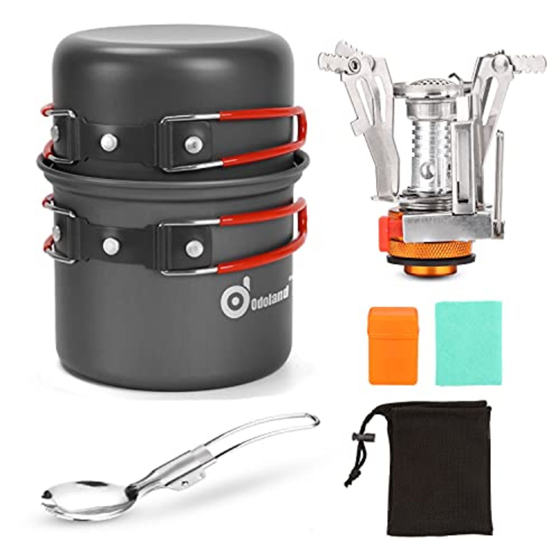 RRP £23.96 Odoland Camping Cookware Set With Stove for 1-2 People