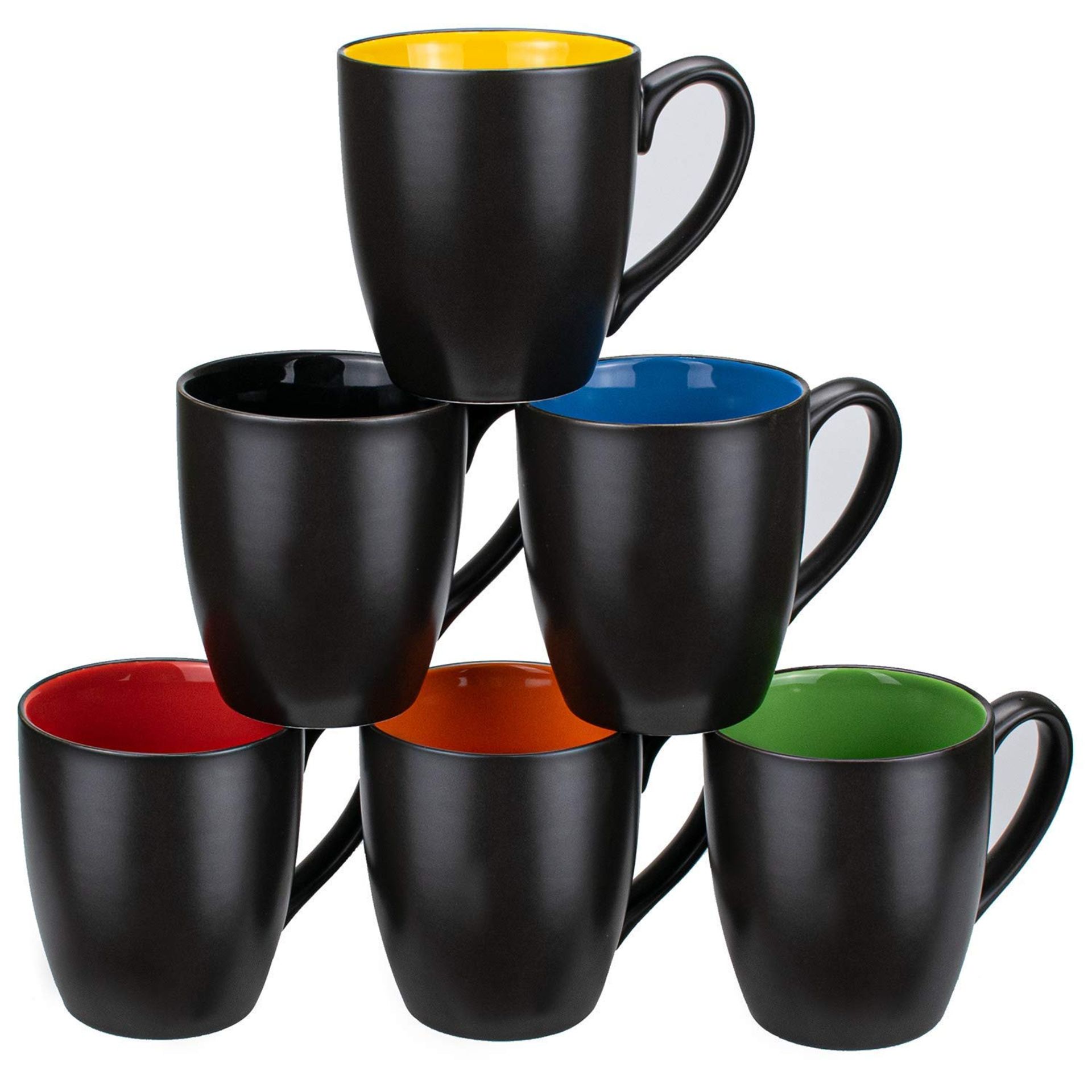 RRP £36.52 Lawei Set of 6 x 480ml Tea Coffee Mugs Matte Black