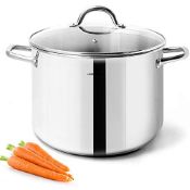 RRP £58.21 HOMICHEF Stock Pot 24.5 cm 9.5 Litre with Glass Lid