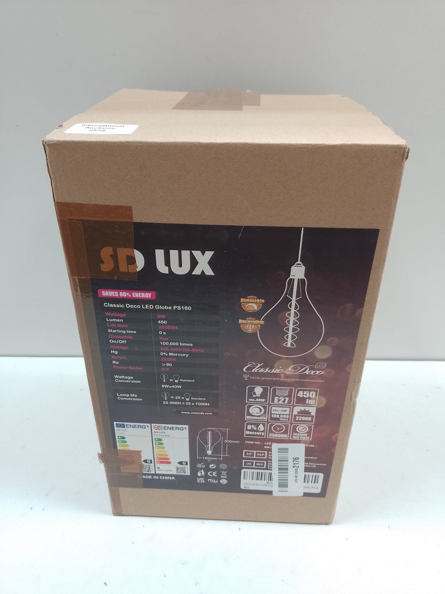 RRP £40.51 SD LUX E27 LED Light Bulbs Sprial 8W Amber Glass Pendant - Image 2 of 2