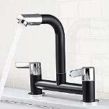 RRP £47.94 SchSin Black Kitchen Mixer Tap Dual Lever with 360 Aerator