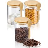 RRP £18.25 Glass Jars with Bamboo Lids