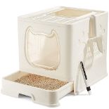 RRP £41.09 Vealind Covered Cat Litter Box with Lid for Small and Medium Cats