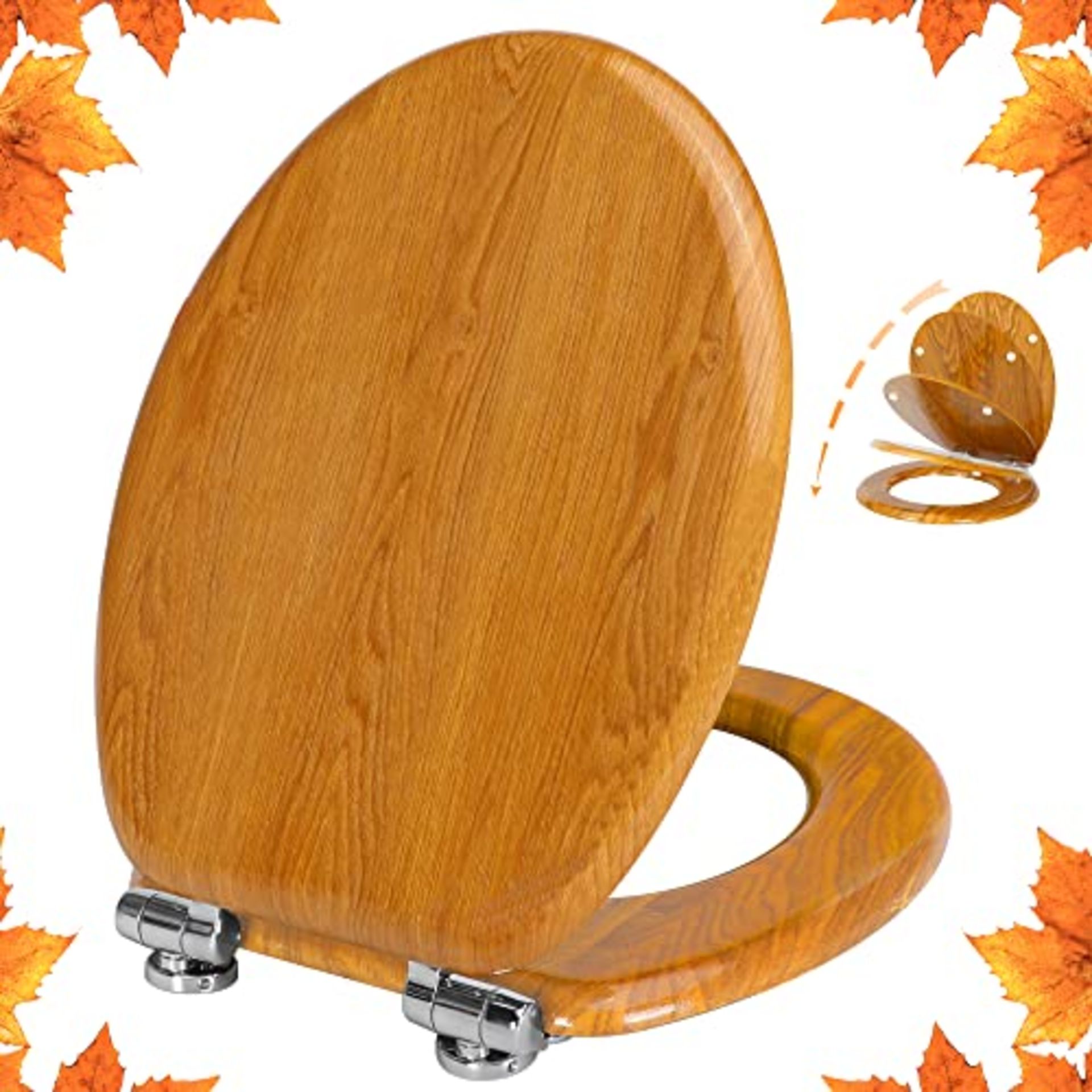 RRP £38.80 Angel Shield Toilet Seat Natural Wooden Toilet Seat