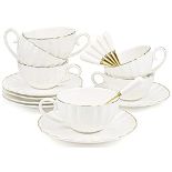RRP £45.65 Yesland Lawei Set of 6 Royal Tea Cups and Saucers with Gold Trim