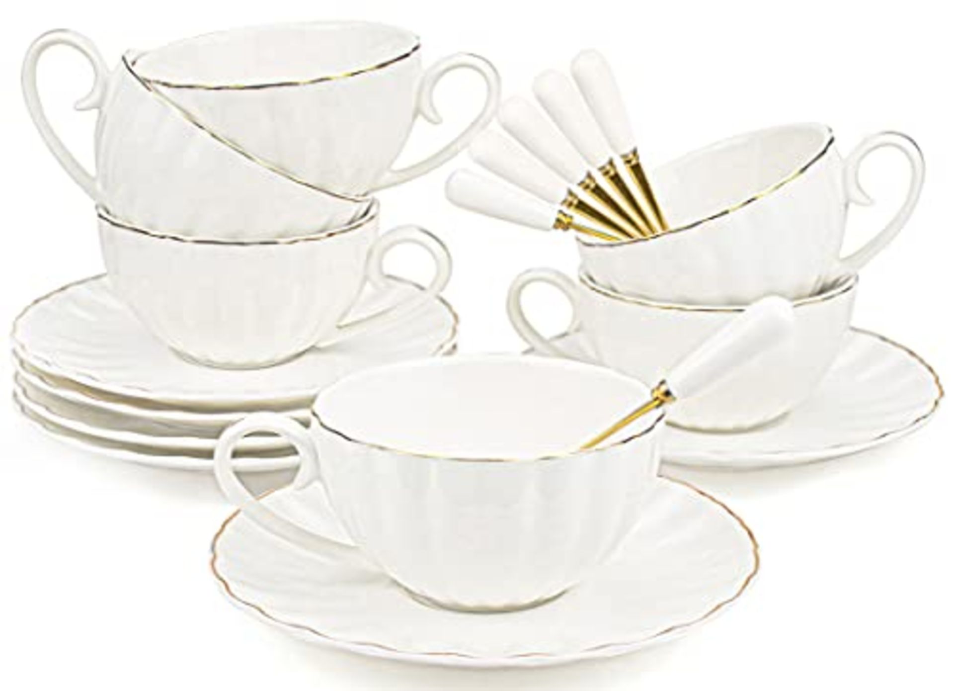 RRP £45.65 Yesland Lawei Set of 6 Royal Tea Cups and Saucers with Gold Trim