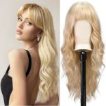 RRP £25.63 BARSDAR Long Fluffy Wavy Wig With Bangs for Women 26