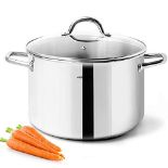 RRP £45.65 HOMICHEF Stock Pot 24.5 cm 5.7 Litre Nickel Free Stainless Steel