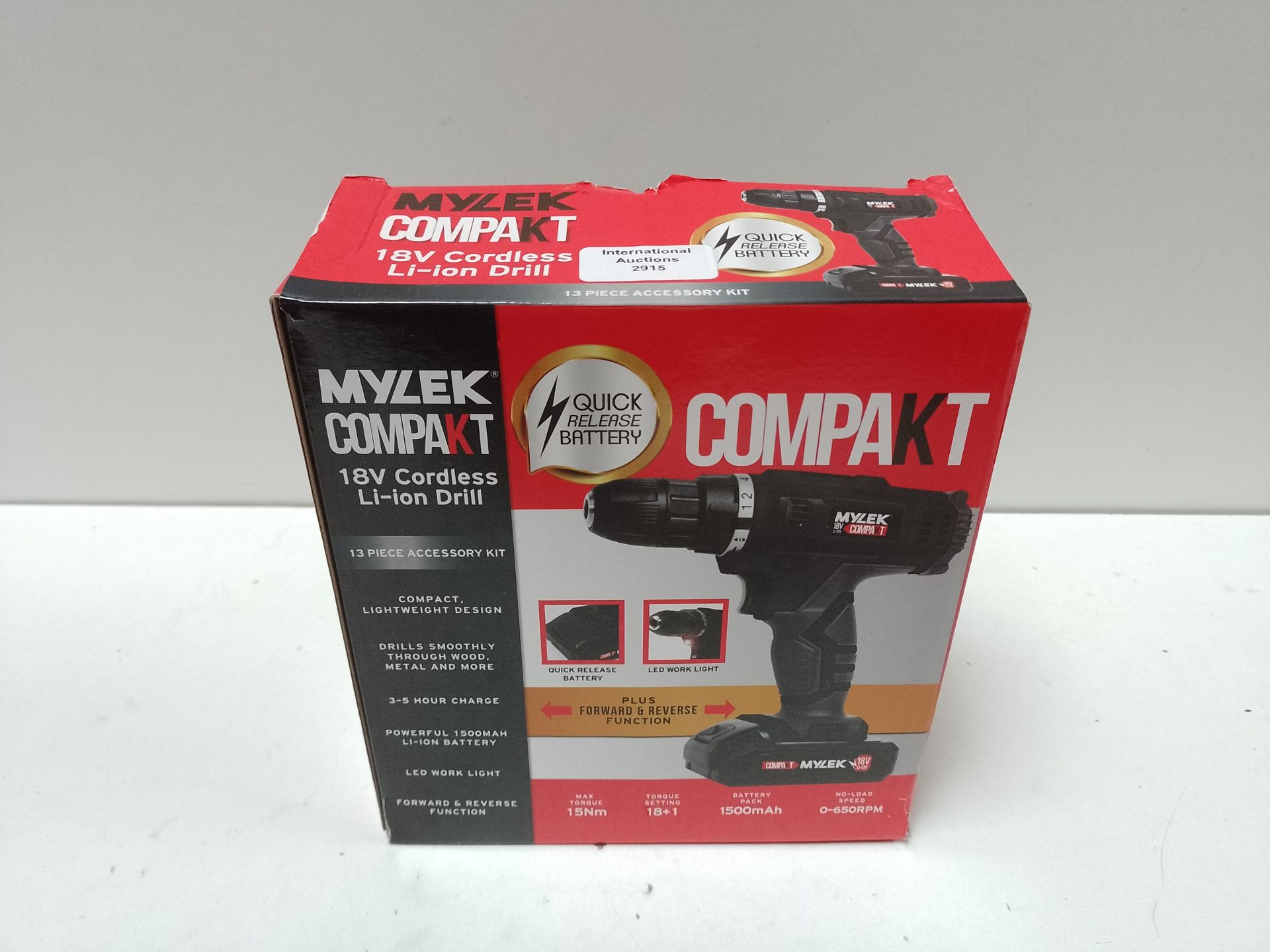RRP £28.52 MYLEK MYW09 18V Cordless Drill Electric Screwdriver Set - Image 2 of 2