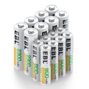 RRP £19.40 EBL 16pcs Ni-MH AA AAA Rechargable Batteries Combo