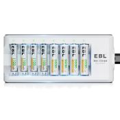RRP £18.48 EBL Upgraded Independent 8 Bays AA AAA Battery Charger