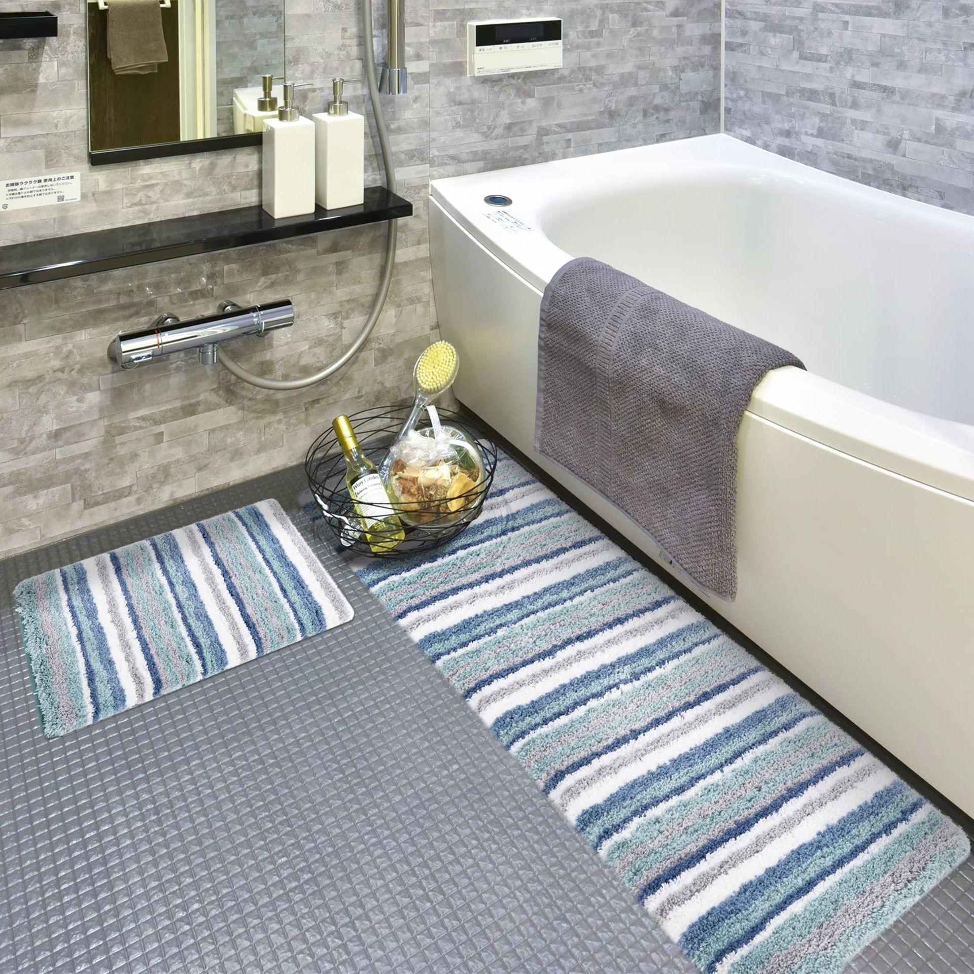 RRP £38.50 Carvapet 2PCS Bath Mat Set Water Absorbent Bath Rug