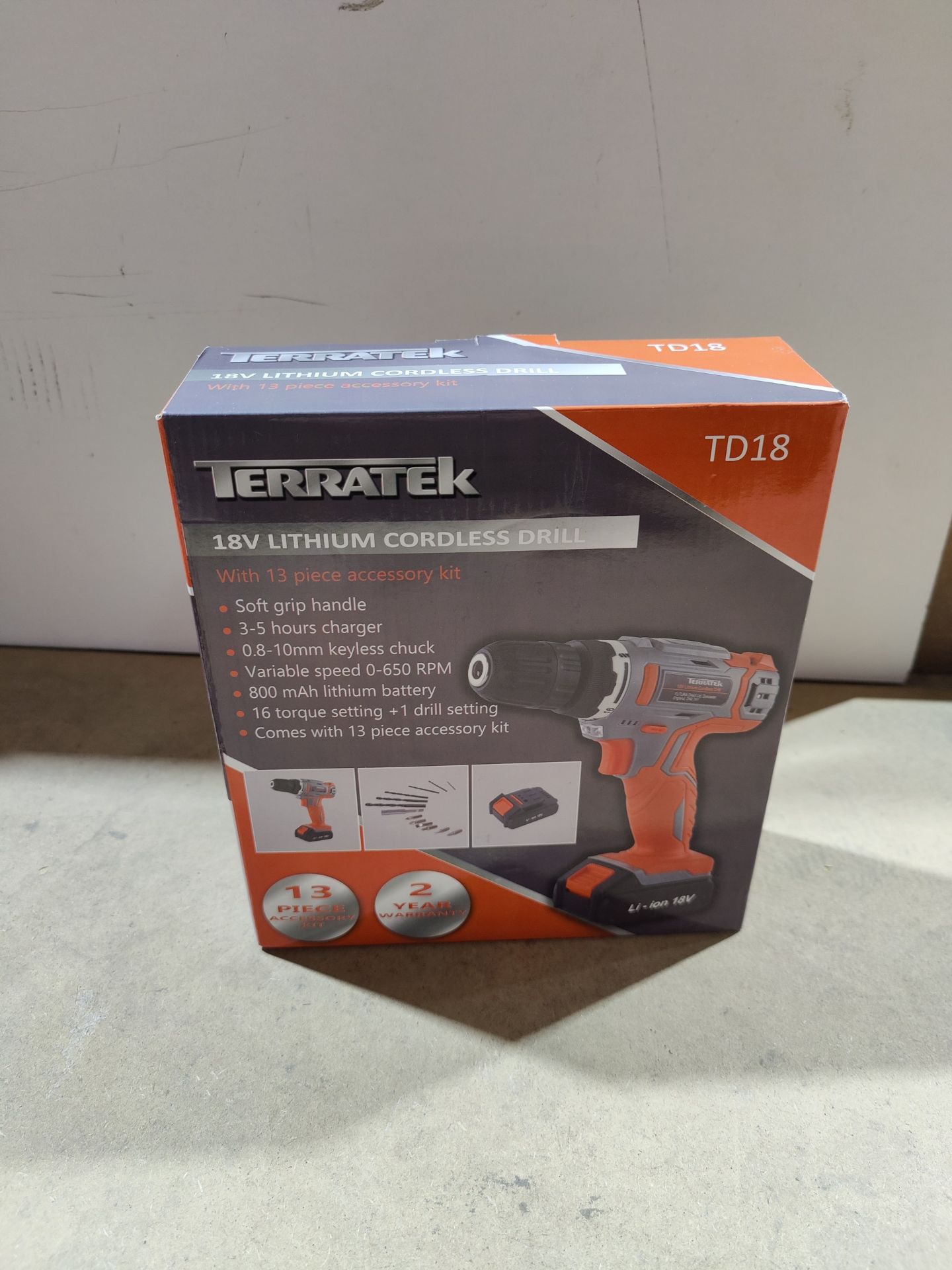 RRP £34.24 Terratek 13Pc Cordless Drill Driver 18V/20V-Max Lithium-Ion - Image 2 of 2
