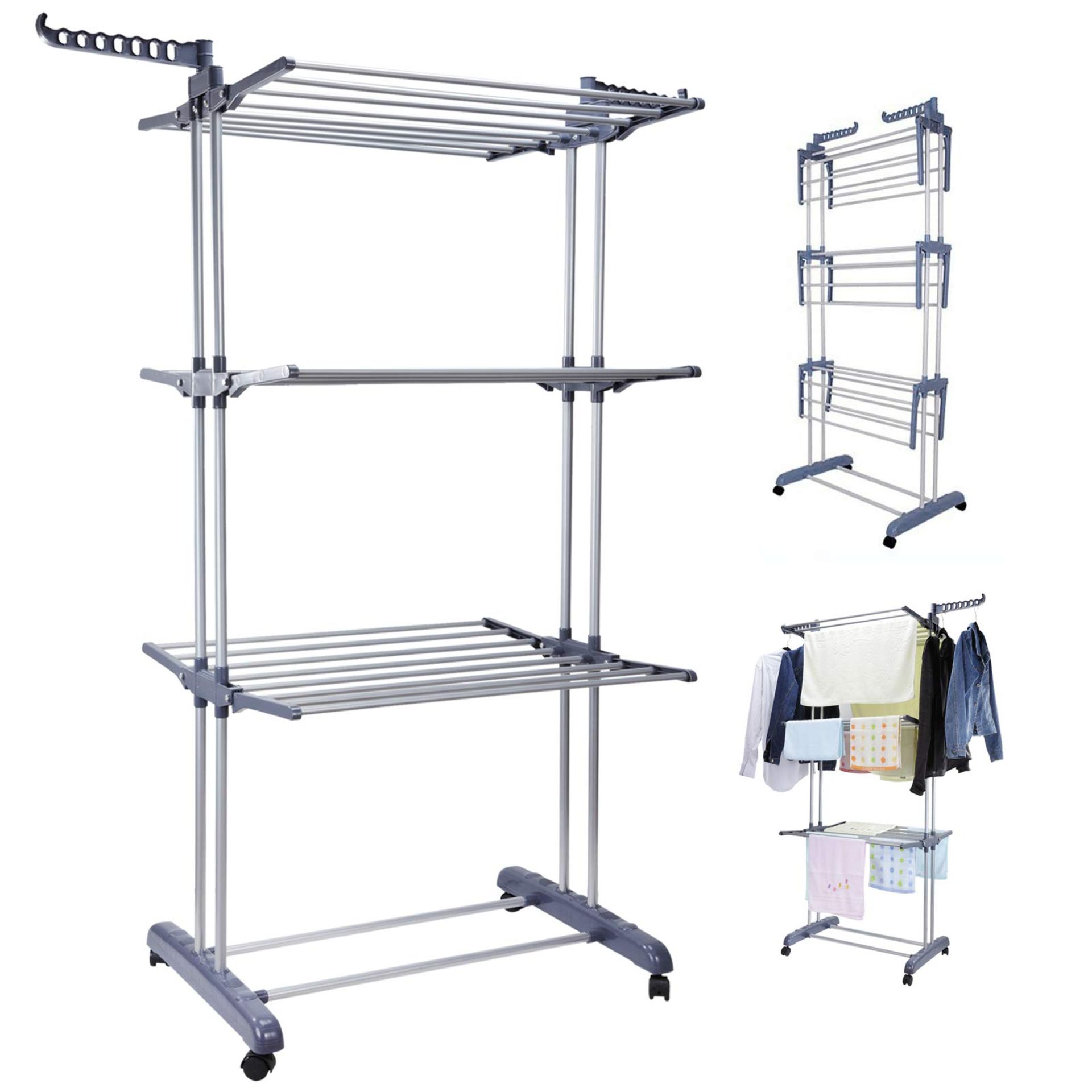 RRP £29.67 Voilamart Clothes Airer 3 Tier Foldable Laundry Drying