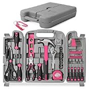 RRP £35.37 Hi-Spec 56pc Pink Home & Office DIY Tool Kit Set. Complete