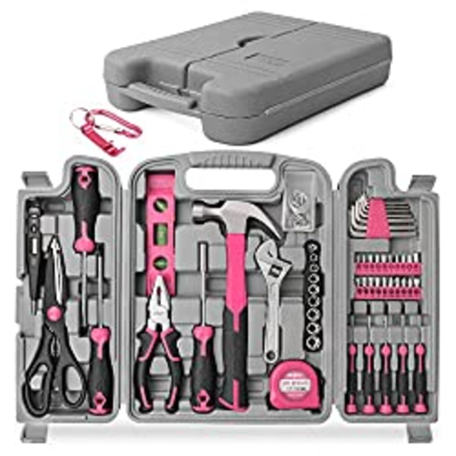 RRP £35.37 Hi-Spec 56pc Pink Home & Office DIY Tool Kit Set. Complete