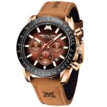 RRP £38.80 MEGALITH Mens Watches Leather Chronograph Waterproof