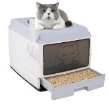RRP £40.19 Cat Litter Box with Lid Foldable Cat Litter Box with