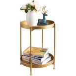 RRP £43.17 HollyHOME Round Side Table Gold End Table