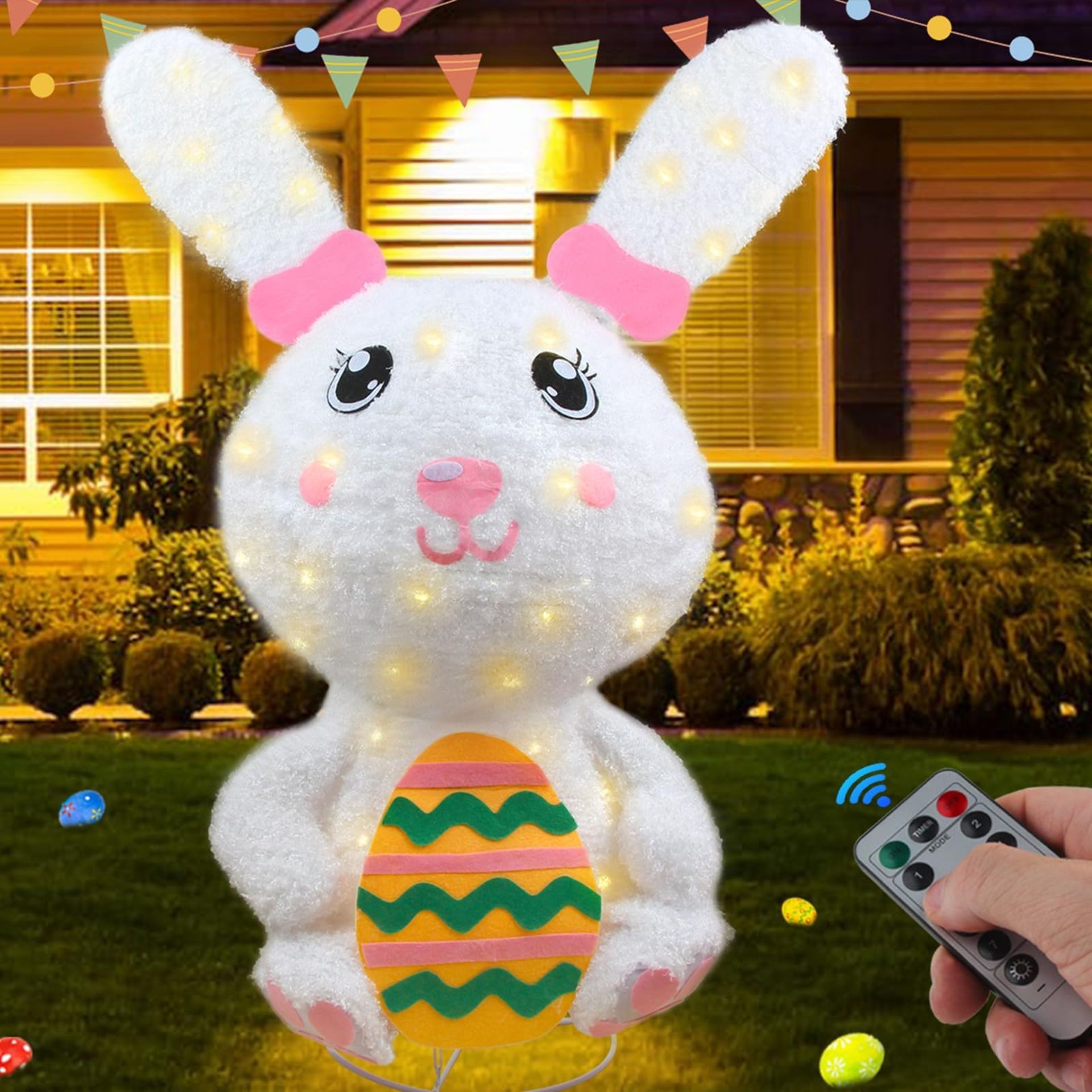 RRP £22.82 WUJUN Easter Inflatable Bunny Lights Indoor Outdoor Decoration