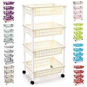 RRP £15.62 Plastic Storage Trolley Unit with Wheels Utility Kitchen