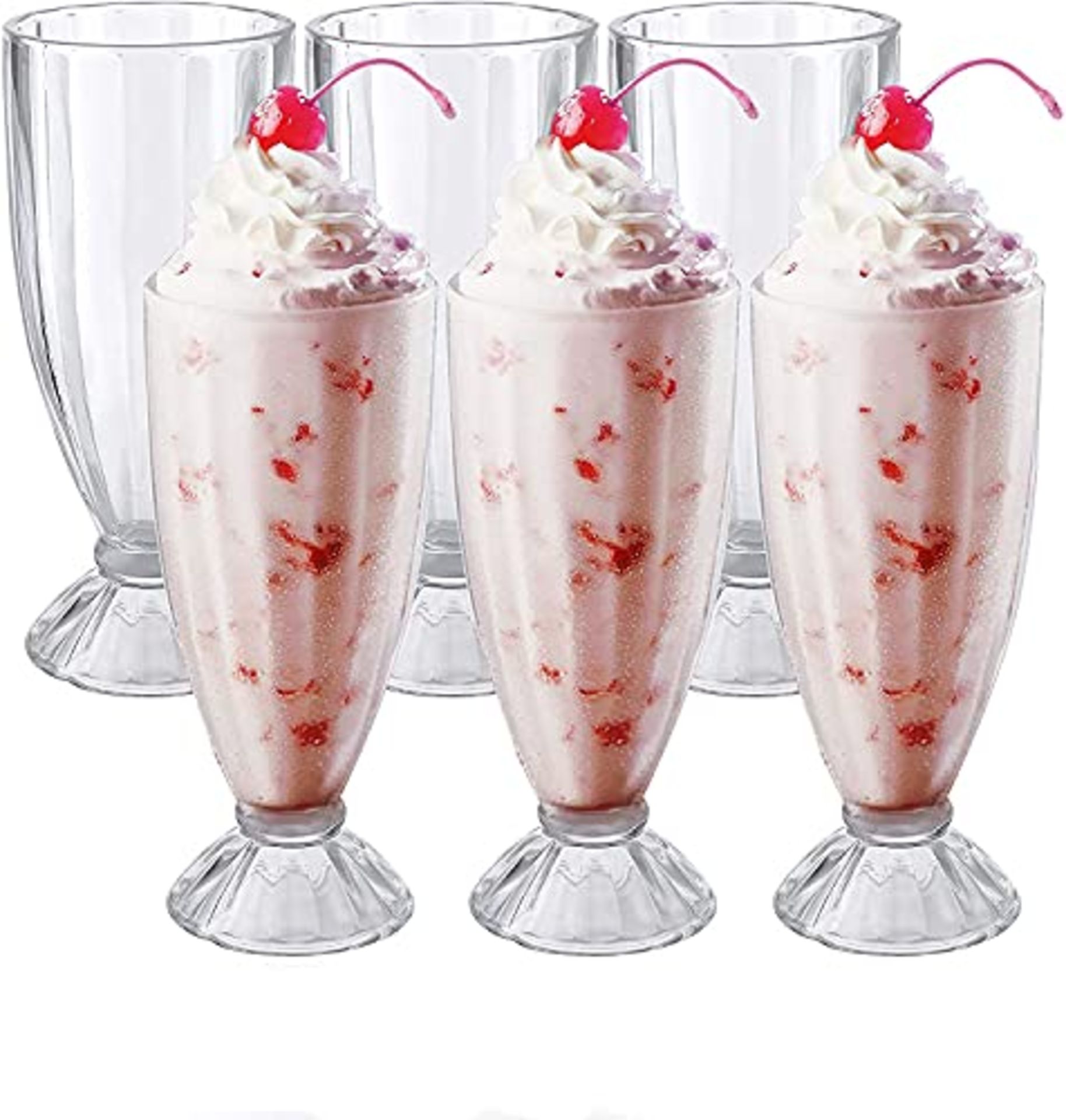 RRP £26.25 Cedilis 6 Pack 12oz Milkshake Glass with 6 Long Metal Spoons