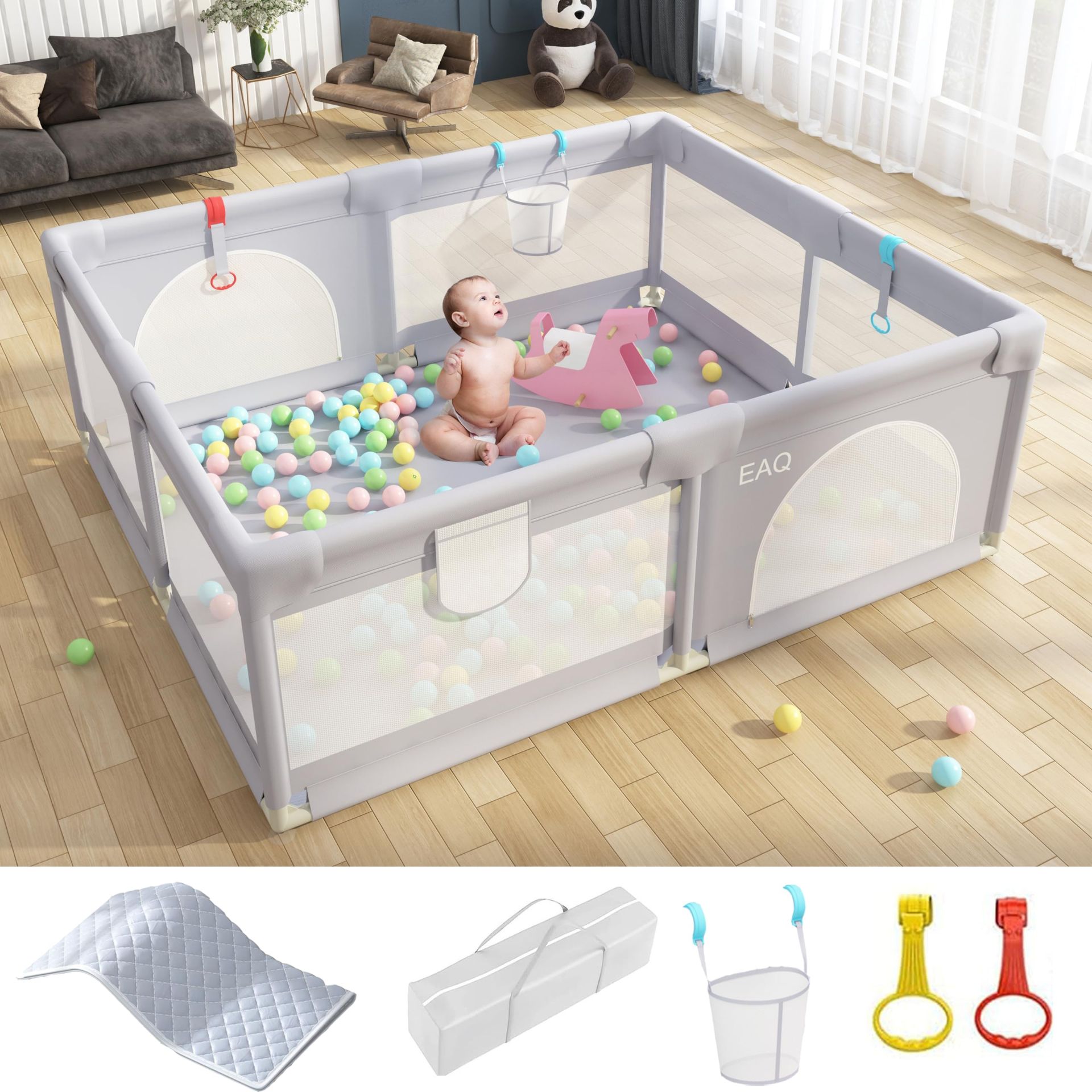 RRP £91.32 EAQ Baby Playpen with mat 150x200cm