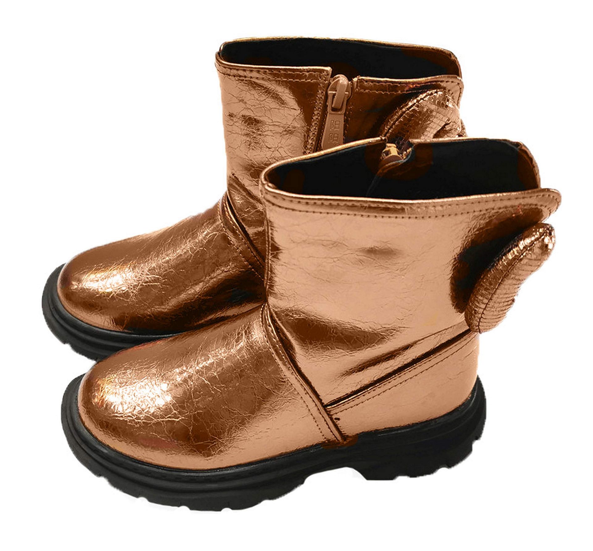 RRP £13.69 Forever Young Girls Shiny Ankle Boots Flat Casual Kids Fashion Shoes Size 9-3