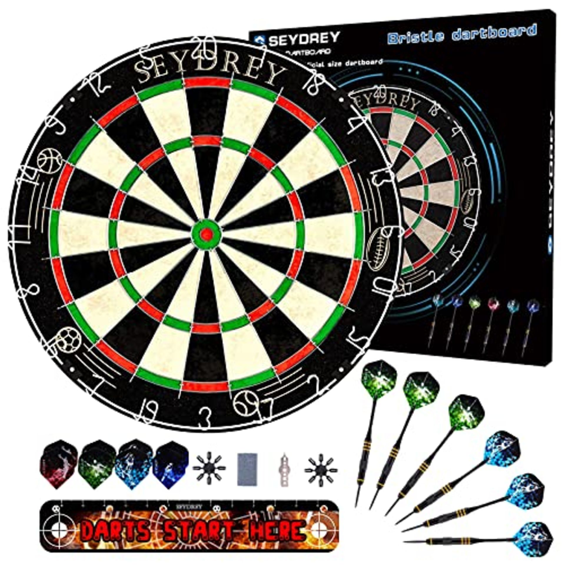 RRP £49.22 Dart Board Set Steel Dart Board Dartboard Set with