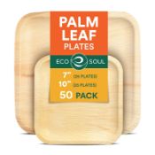 RRP £28.52 ECO SOUL Compostable 7 & 10 Inch Palm Leaf Square Plates