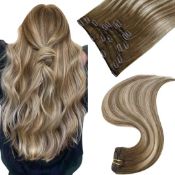 RRP £60.17 Easyouth Ombre Clip in Extensions Human Hair 14 Inch