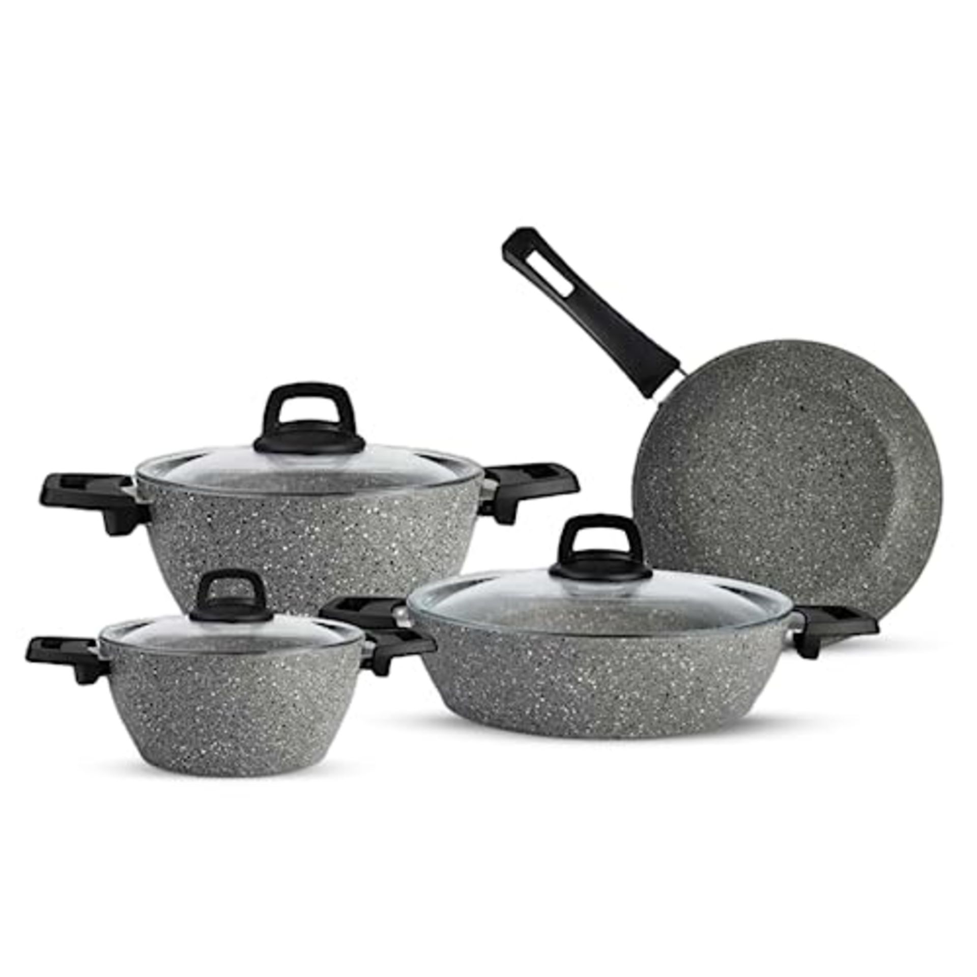 RRP £60.16 KARACA Gris BioGranite 7 Pieces Granite Cookware Pot and Pan Set