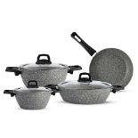 RRP £60.16 KARACA Gris BioGranite 7 Pieces Granite Cookware Pot and Pan Set