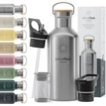 RRP £29.04 Stainless Steel Water Bottle with Straw