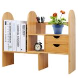RRP £23.87 Desk Bookshelf Organiser Desktop Shelves with Drawers