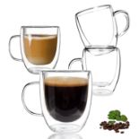 RRP £22.82 Double Walled Glass Coffee Mugs