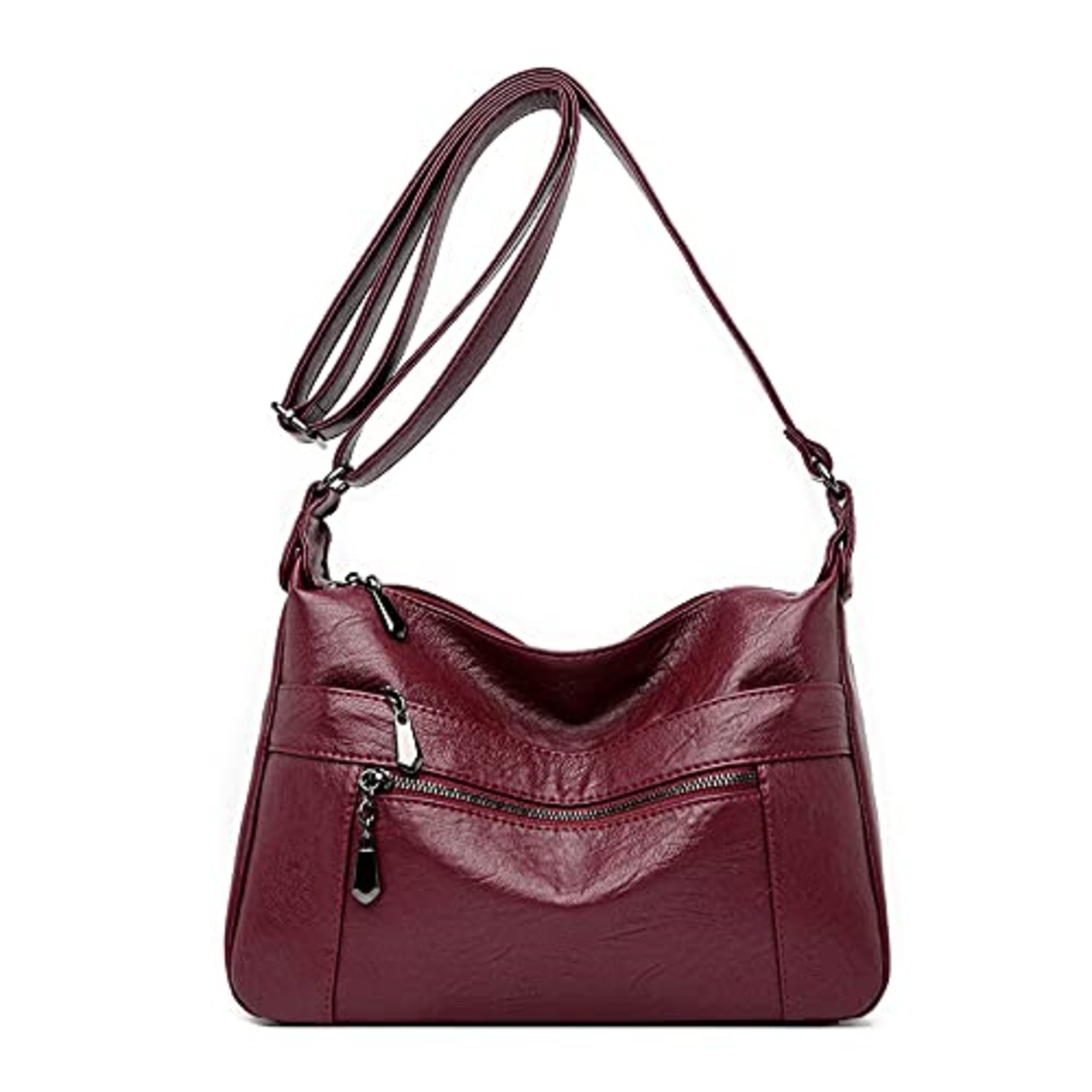 RRP £26.25 Womens Leather Crossbody Bags Multi Pocket Soft Ladies