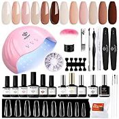 RRP £34.24 Modelones Gel Nail Kit- Nude Brown Gel Nail Polish Set with Lamp Starter Kit