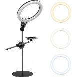 RRP £38.77 [Upgraded Base] Ring Light Desk with Horizontal Boom Arm